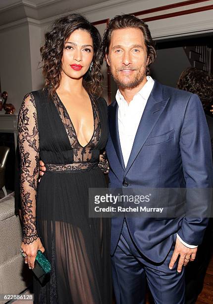 Actor Matthew McConaughey and Camila Alves attend as The Weinstein Company celebrates the cast and filmmakers of "Sing Street," "Lion," "The Founder"...