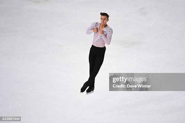 Adam Rippon of United States competes in the MenÕs Free Skating programme on day two of the ISU Grand Prix de France of Figure Skating at AccorHotels...