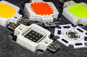 four powerful color 10W LED chips and a smaller 5W