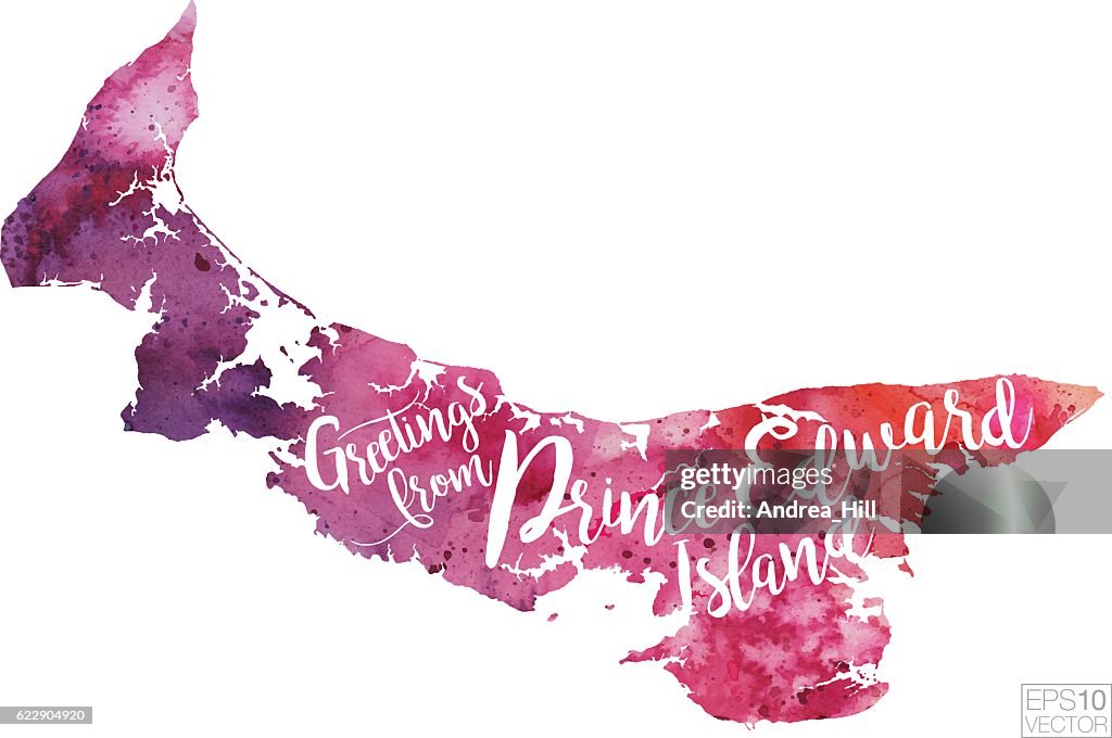 Greetings From Nova Scotia Vector Watercolor Map