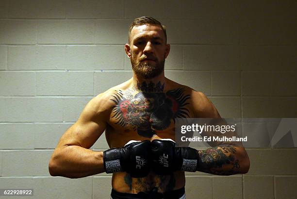 Conor McGregor of Ireland prepares for his lightweight title bout against Eddie Alvarez of the United States during the UFC 205 event at Madison...