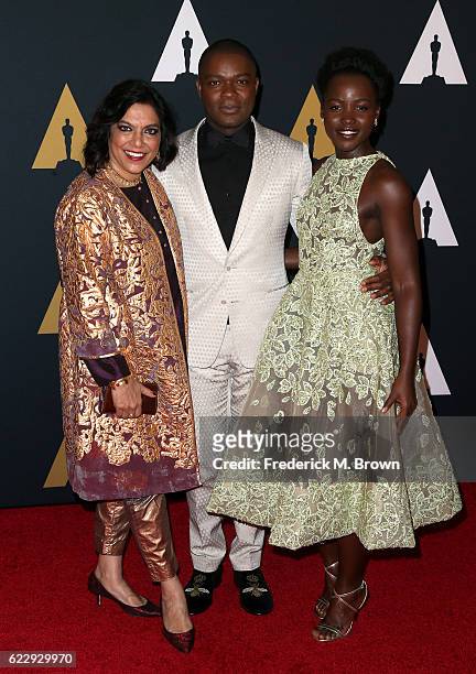 Director Mira Nair and actors David Oyelowo and Lupita Nyong'o attend the Academy of Motion Picture Arts and Sciences' 8th annual Governors Awards at...