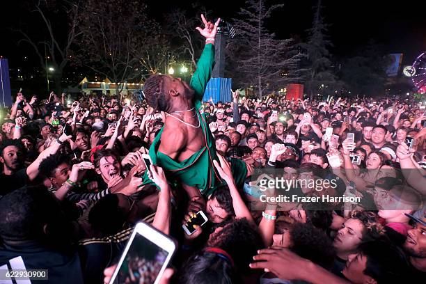 Lil Uzi Vert performs on Flog Stage during day one of Tyler, the Creator's 5th Annual Camp Flog Gnaw Carnival at Exposition Park on November 12, 2016...