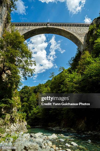 the napoleon bridge, luz saint sauveur, hautes pyrenees, france - hautes pyrénées stock pictures, royalty-free photos & images