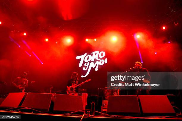 Chazwick Bradley Bundick of Toro y Moi performs on Flog Stage during day one of Tyler, the Creator's 5th Annual Camp Flog Gnaw Carnival at Exposition...