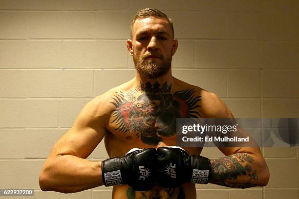 Conor McGregor of Ireland prepares for his lightweight title bout against Eddie Alvarez of the United States during the UFC 205 event at Madison...