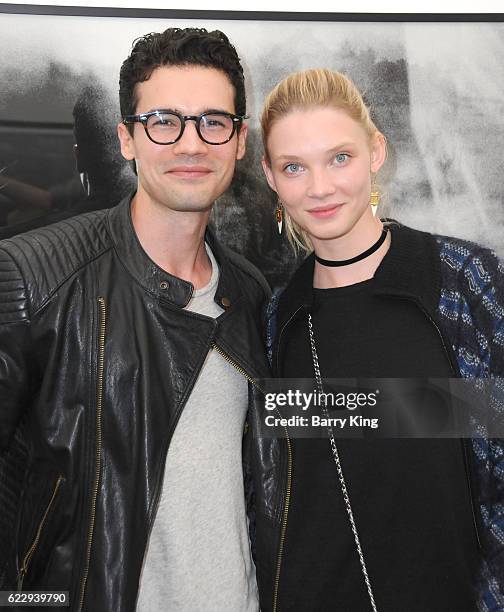 Actor Steven Strait and Dario Zhemkova attend 'Hindsight Is 30/40 - A Group Photographer Exhibition' at The Salon at Automatic Sweat on November 12,...