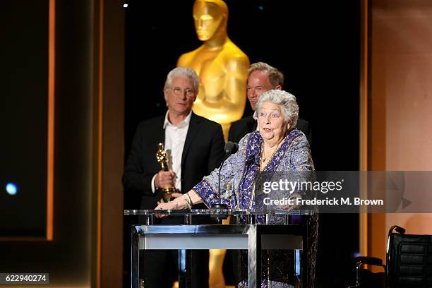 Honoree Anne V. Coates accepts her award during the Academy of Motion Picture Arts and Sciences' 8th annual Governors Awards at The Ray Dolby...