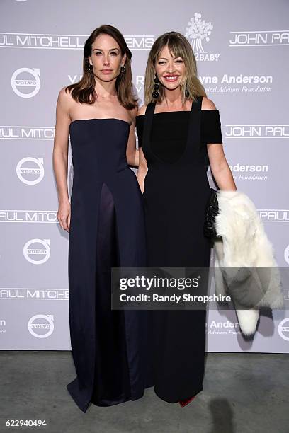 Actresses Claire Forlani and Rebecca Gayheart attend the Fifth Annual Baby2Baby Gala, Presented By John Paul Mitchell Systems at 3LABS on November...