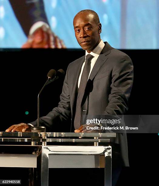 Actor Don Cheadle speaks onstage during the Academy of Motion Picture Arts and Sciences' 8th annual Governors Awards at The Ray Dolby Ballroom at...