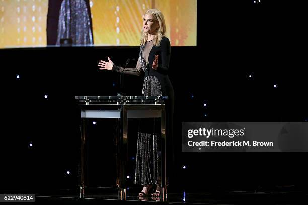 Actress Nicole Kidman speaks onstage during the Academy of Motion Picture Arts and Sciences' 8th annual Governors Awards at The Ray Dolby Ballroom at...