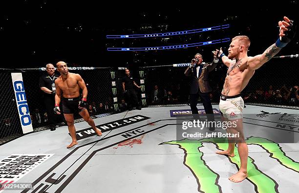 Eddie Alvarez of the United States prepares for his fight against Conor McGregor of Ireland in their lightweight championship bout during the UFC 205...