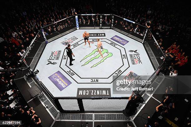 General view during the match between Eddie Alvarez of the United States and Conor McGregor of Ireland during the UFC 205 event at Madison Square...