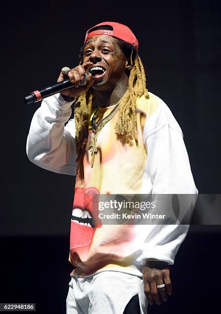 Lil Wayne performs on Camp Stage during day one of Tyler, the Creator's 5th Annual Camp Flog Gnaw Carnival at Exposition Park on November 12, 2016 in...