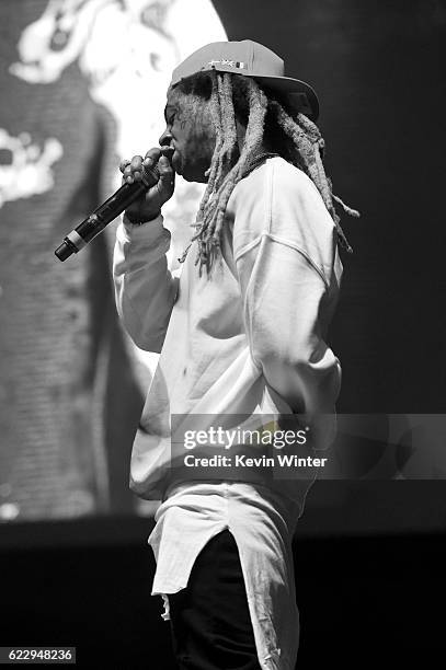 Lil Wayne performs on Camp Stage during day one of Tyler, the Creator's 5th Annual Camp Flog Gnaw Carnival at Exposition Park on November 12, 2016 in...