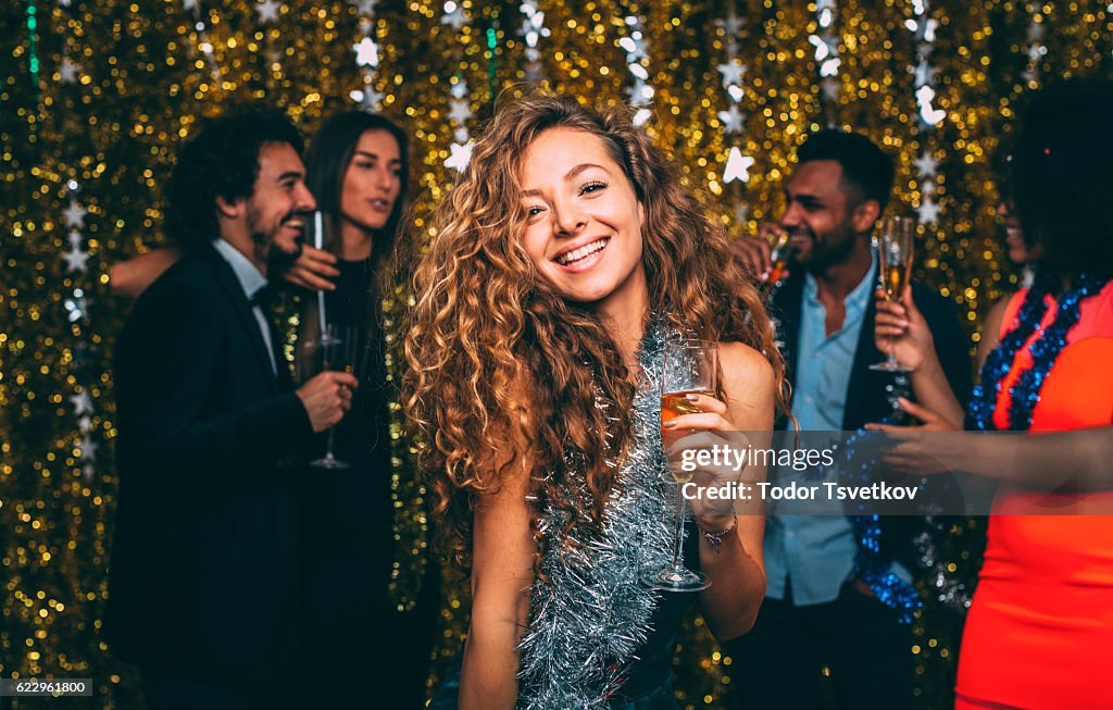 Woman At A New Year's Eve Party