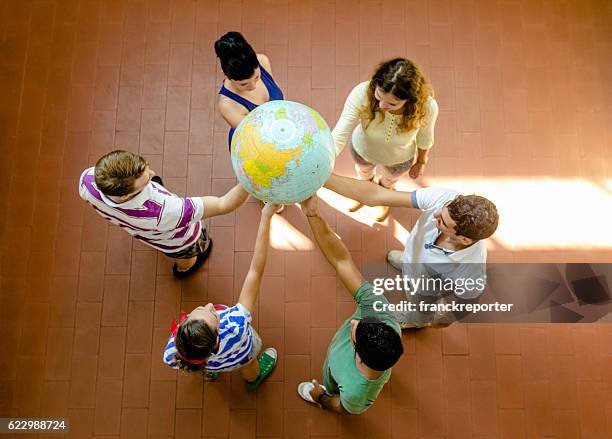 we are a group - teamwork concept - international student stockfoto's en -beelden