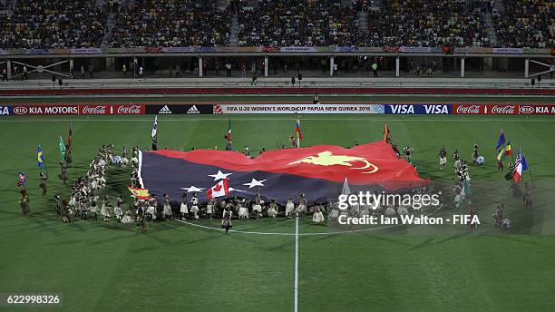 General view of the opening ceremony befor the FIFA U-20 Women's World Cup, Group A match between Papua New Guinea and Brazil at Sir John Guise...