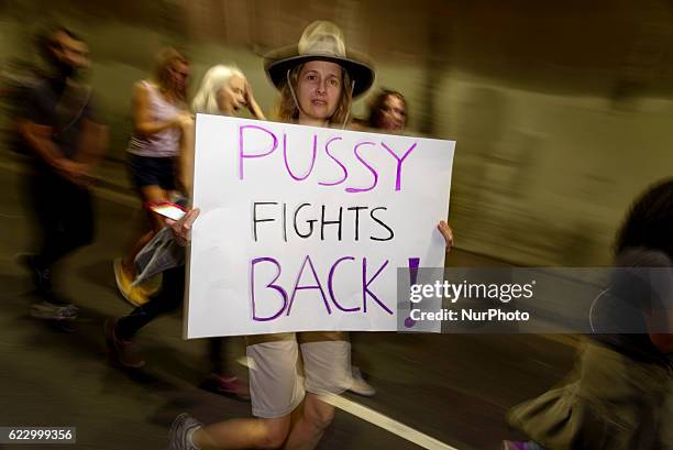 Demonstrators marched through the streets of Los Angeles in protest of President-Elect, Donald Trump. Los Angeles, California November 12, 2016....