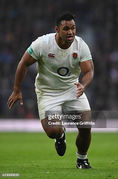 Billy Vunipola of England in action during the Old Mutual Wealth Series match between England and South Africa at Twickenham Stadium on November 12,...