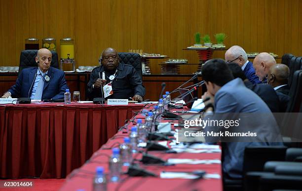 Julio Cesar Maglione , and Thomas Sithole , at the ANOC International Relations Commission Meeting during the first day of the 21st ANOC General...