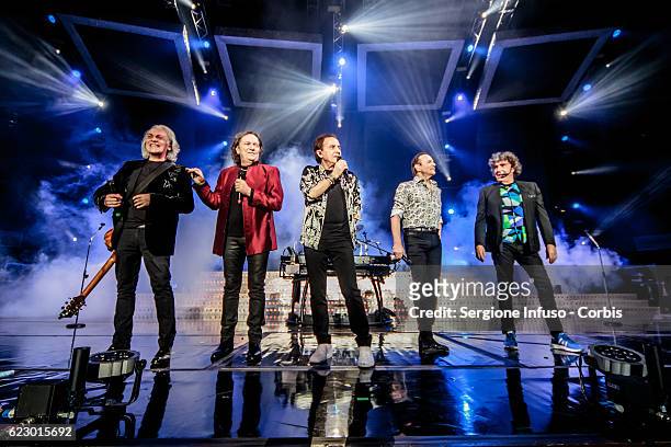 Italian pop band Pooh perform on stage on November 11, 2016 in Milan, Italy.