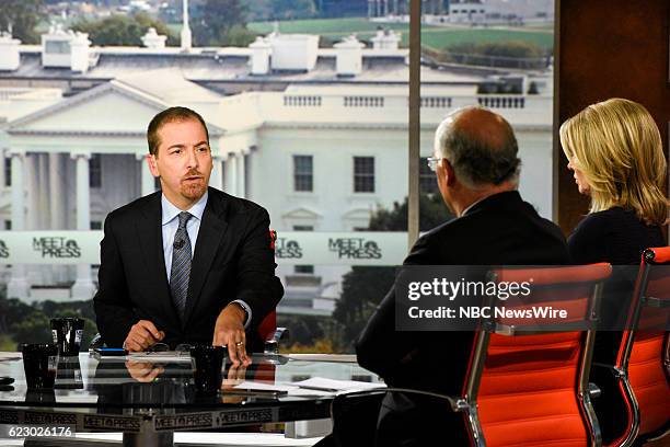 Pictured: Moderator Chuck Todd, David Books, Columnist, The New York Times, and Katty Kay, Anchor for BBC World News America appear on "Meet the...