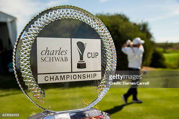 Detail of the Charles Schwab Cup Championship trophy at the first tee during the final round of the Charles Schwab Cup Championship on the Cochise...