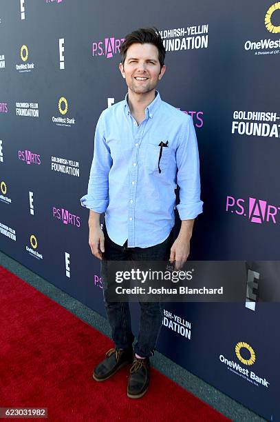 Actor Adam Scott attends P.S. ARTS and OneWest Bank's Express Yourself 2016 at Barker Hangar on November 13, 2016 in Santa Monica, California.