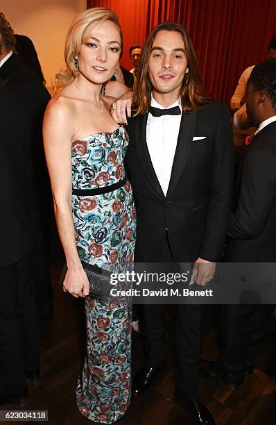 Clara Paget and Oscar Tuttiett attend a cocktail reception at The 62nd London Evening Standard Theatre Awards, recognising excellence from across the...