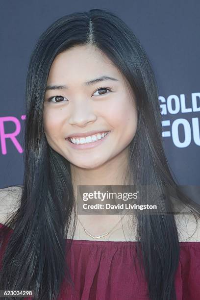 Actress Ashley Liao arrives at the P.S. ARTS' Express Yourself 2016 at Barker Hangar on November 13, 2016 in Santa Monica, California.