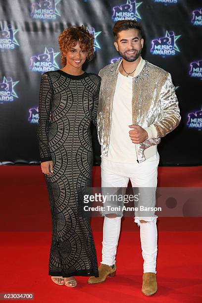 Tal and Kendji Girac arrive at the 18th NRJ Music Awards at the Palais des Festivals on November 12, 2016 in Cannes, France.