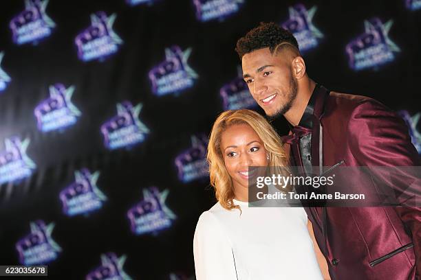 Estelle Mossely and Tony Yoka arrive at the 18th NRJ Music Awards at the Palais des Festivals on November 12, 2016 in Cannes, France.