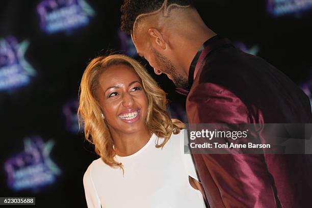 Estelle Mossely and Tony Yoka arrive at the 18th NRJ Music Awards at the Palais des Festivals on November 12, 2016 in Cannes, France.