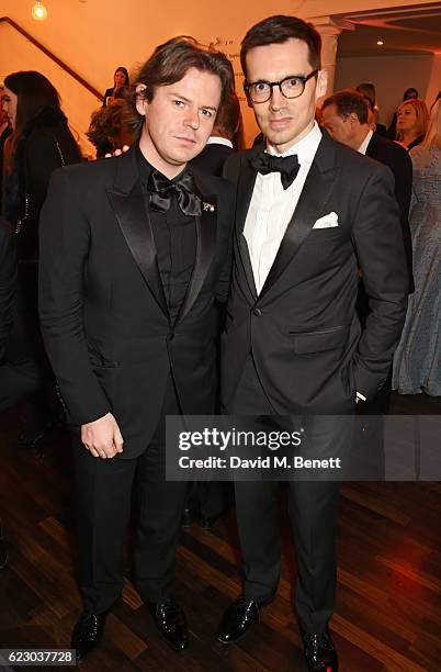 Christopher Kane and Erdem Moralioglu attend a cocktail reception at The 62nd London Evening Standard Theatre Awards, recognising excellence from...