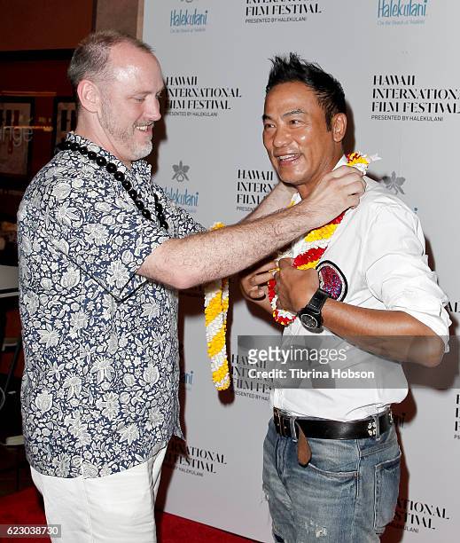Robert Lambeth and Simon Yam attend the Hawaii International Film Festival 2016 at the Dole Cannery Theaters on November 12, 2016 in Honolulu, Hawaii.