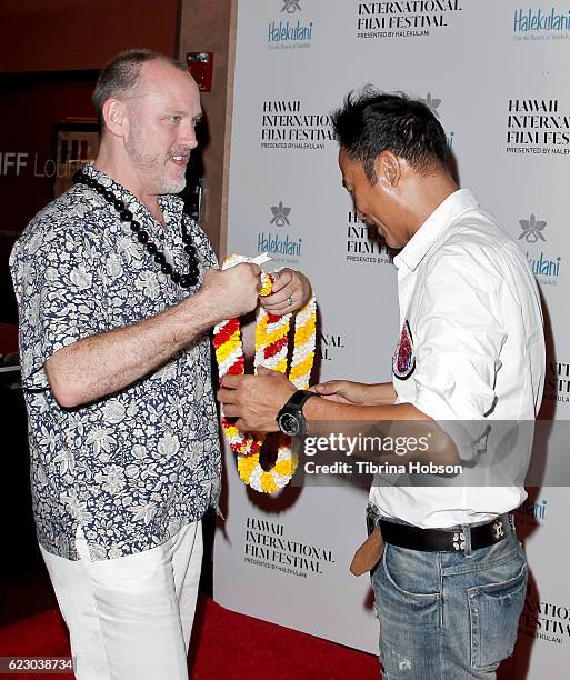 Robert Lambeth and Simon Yam attend the Hawaii International Film Festival 2016 at the Dole Cannery Theaters on November 12, 2016 in Honolulu, Hawaii.
