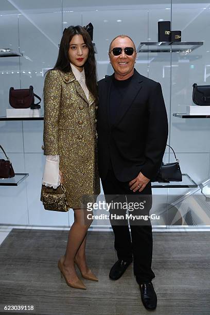Actress Claudia Kim aka Kim Soo-Hyeon and Michael Kors attend the Michael Kors Cheongdam Flagship Store Opening Cocktail Party on November 12, 2016...
