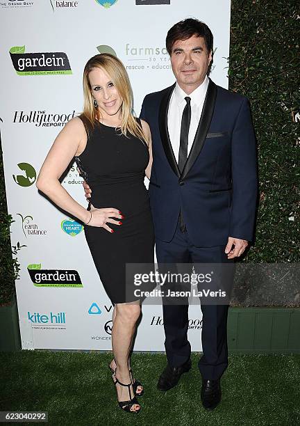 Dr. Jenn Mann and Eric Schiffer attend Farm Sanctuary's 30th anniversary gala at the Beverly Wilshire Four Seasons Hotel on November 12, 2016 in...