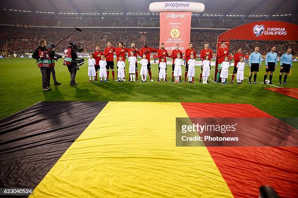 Team off Belgium during the World Cup Qualifier Group H match between Belgium and Estonia at the King Baudouin Stadium on November 13, 2016 in...