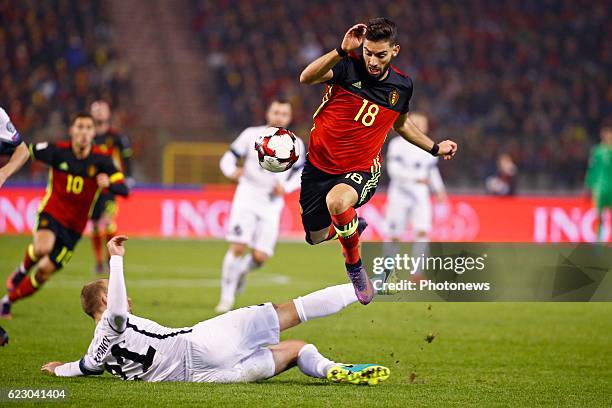 Yannick Carrasco forward of Belgium during the World Cup Qualifier Group H match between Belgium and Estonia at the King Baudouin Stadium on November...