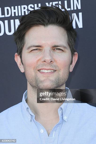 Actor Adam Scott arrives at the P.S. ARTS' Express Yourself 2016 at Barker Hangar on November 13, 2016 in Santa Monica, California.