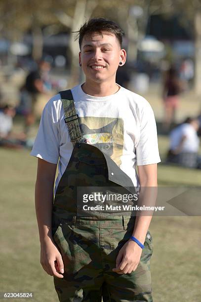 Festival goer wearing Golf is seen during day two of Tyler, the Creator's 5th Annual Camp Flog Gnaw Carnival at Exposition Park on November 13, 2016...