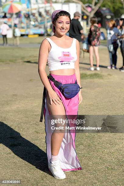 Festival goer is seen during day two of Tyler, the Creator's 5th Annual Camp Flog Gnaw Carnival at Exposition Park on November 13, 2016 in Los...