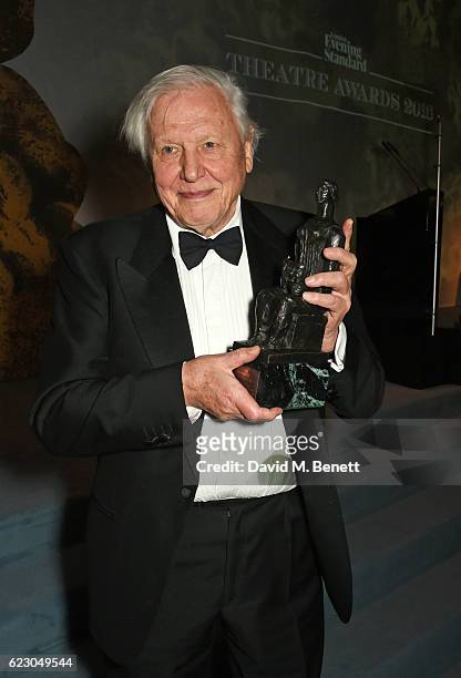 Sir David Attenborough, winner of the Beyond Theatre award, attends the 62nd London Evening Standard Theatre Awards, recognising excellence from...