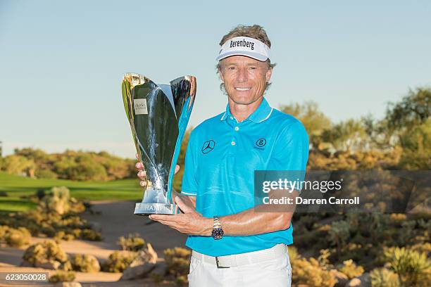 Bernhard Langer of Germany poses with the Charles Schwab Cup following the final round of the Charles Schwab Cup Championship on the Cochise Course...