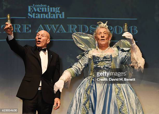 Sir Patrick Stewart and Sir Ian McKellen perform at the 62nd London Evening Standard Theatre Awards, recognising excellence from across the world of...