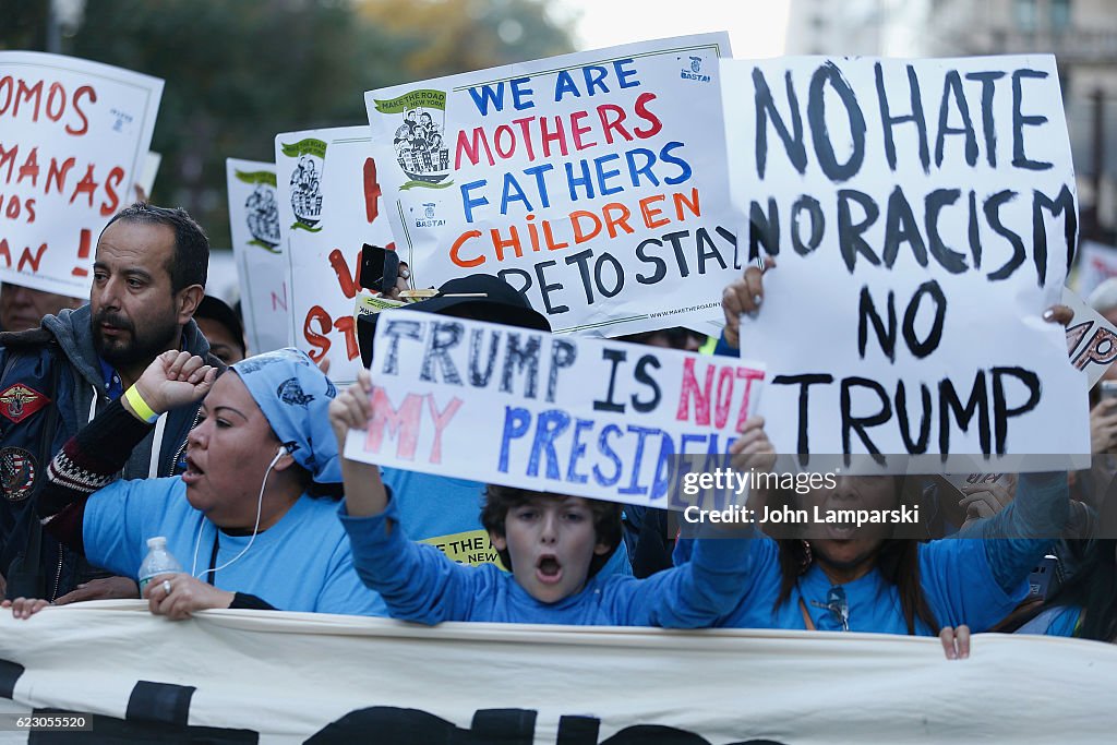 Protestors Gather Outside Trump Tower In New York City