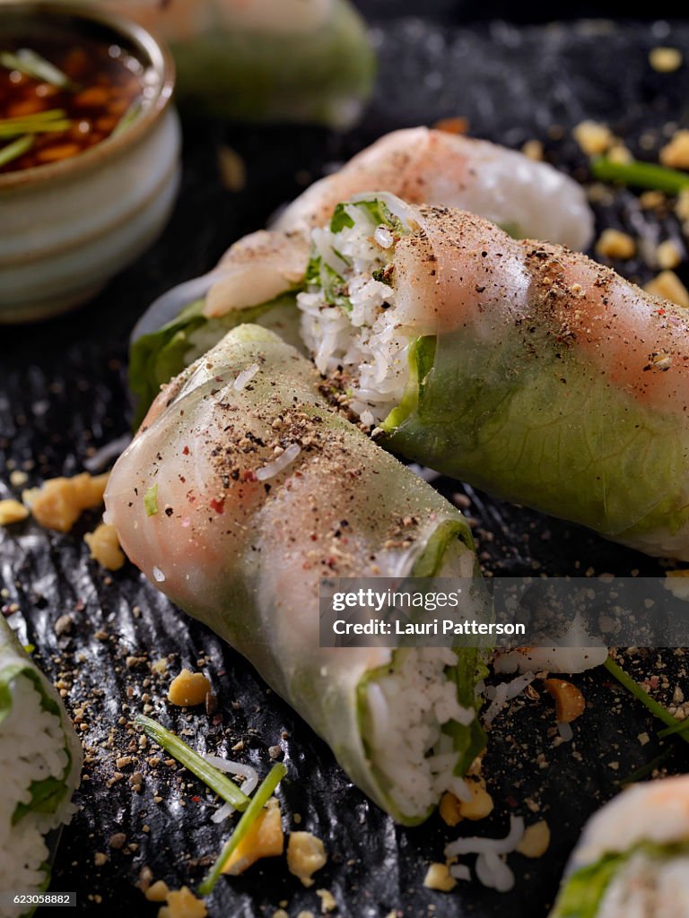 Shrimp and Rice Noodle Salad Rolls