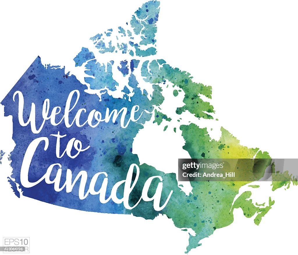 Welcome to Canada Vector Watercolor Map